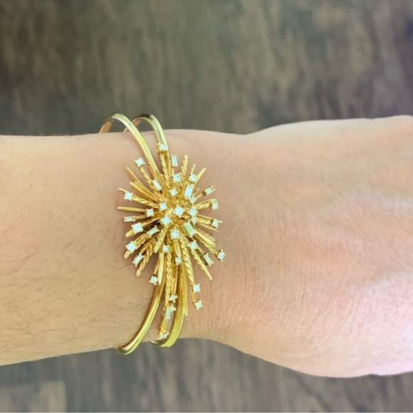 David Yurman supernova cuff bracelet with diamond in 18 k gold size M - Picture 4 of 16